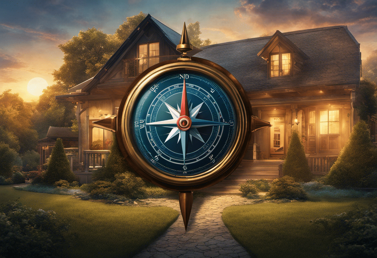 An image of a compass, with a shining target in its center, surrounded by various milestones, such as a house, car, and education, emphasizing the significance of setting a clear down payment goal