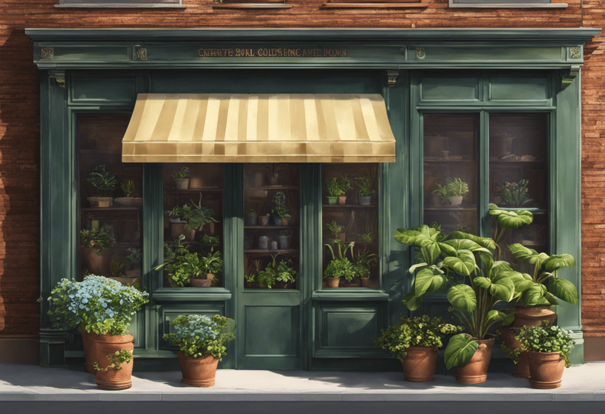 Small business storefront with a growing plant symbolizing a budget